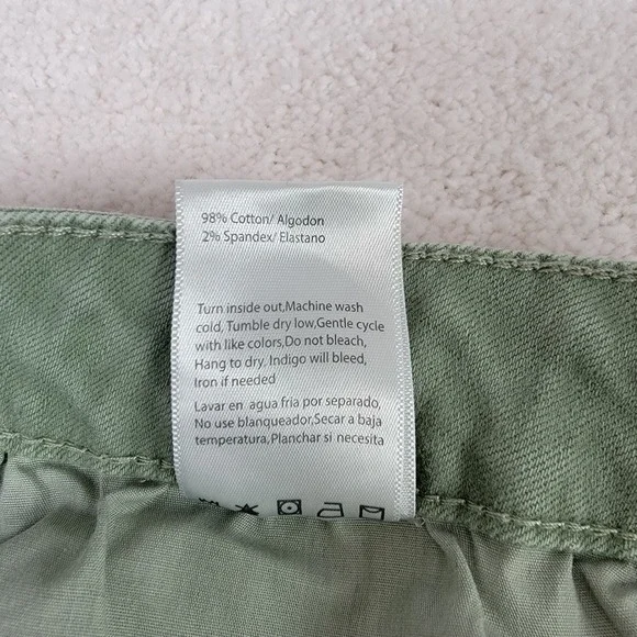 RISEN NEW Women's 1XL Olive High Rise Wide Leg Distressed Raw Hem Denim Jeans - Picture 12 of 12